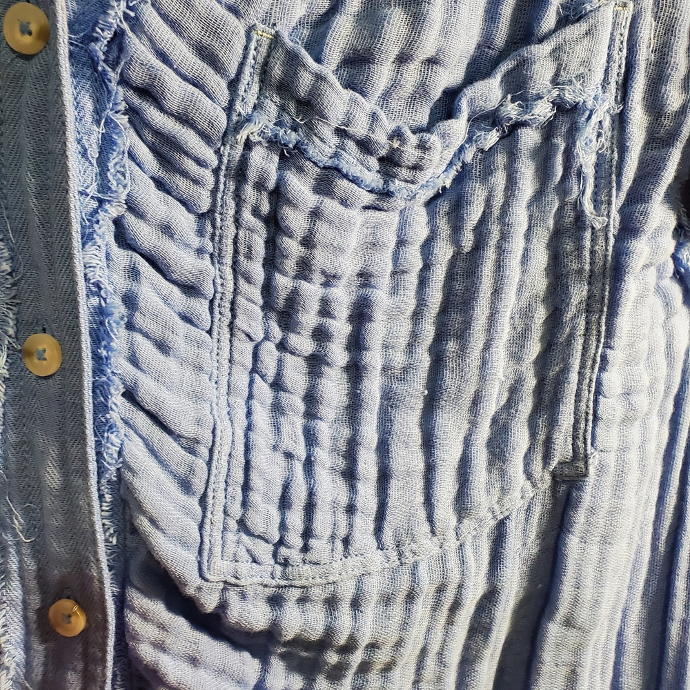 We The Free Light Blue Textured Shirt - Picture 5 of 16